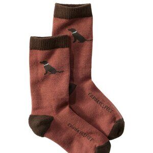 Farm To Feet Rust Black Lab Dog Merino Wool Sunderland Crew Socks Kids L NWT USA